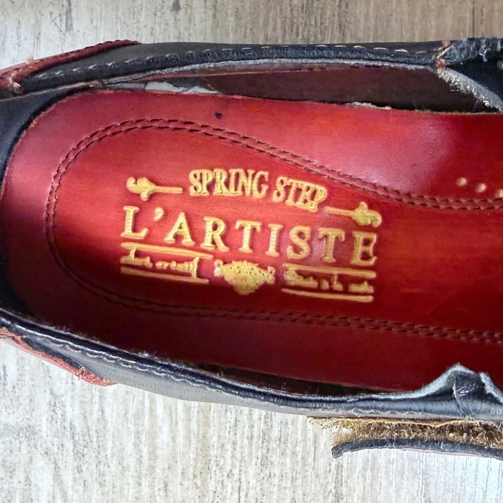 Spring Step L'Artiste Expel Red Multi‎ Color Leather Patchwork Loafers EU 37